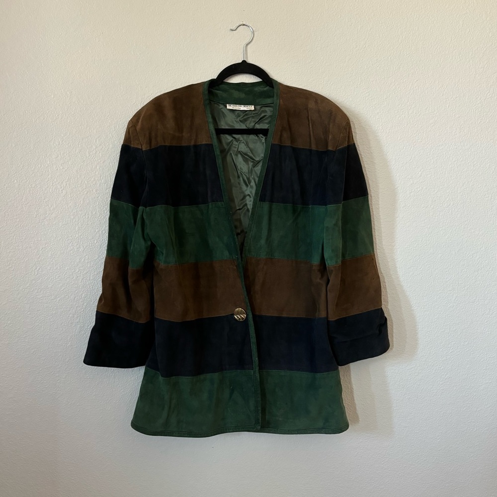 Vintage Bruno Magli Multicolored Goat Suede Jacket